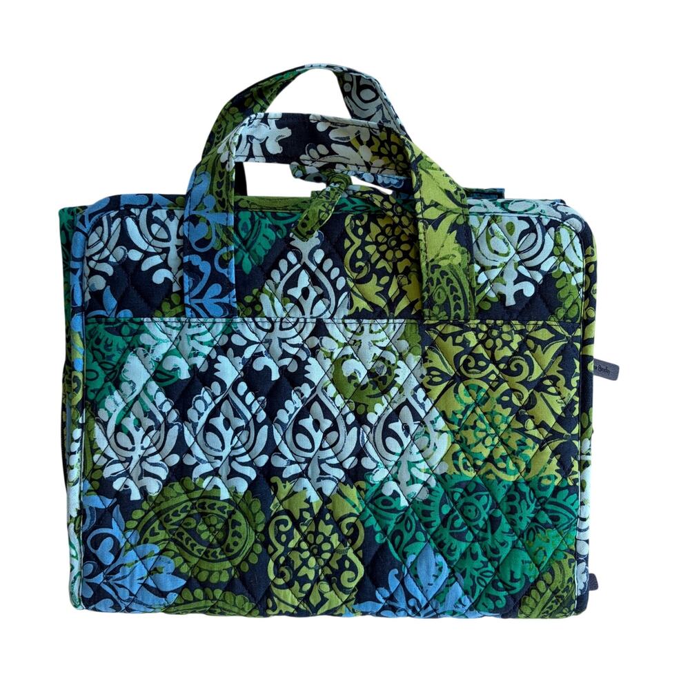 Vera Bradley Makeup Toiletry Travel Organizer Large Hanger Blue Green Print‎
